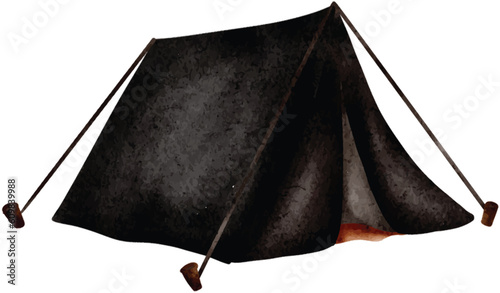 camping tent drawn with watercolors
