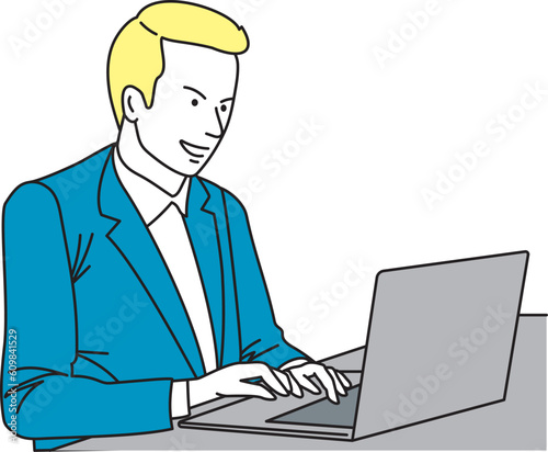 White male using a laptop computer