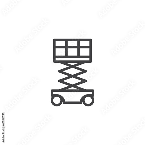 Scissor lift line icon
