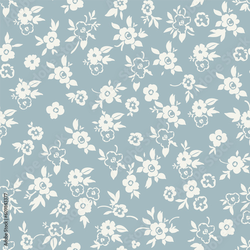 Wallpaper Mural Cute floral pattern in a small flower. Seamless vector texture. An elegant template for fashionable prints. Print with small white flowers on a light background. Torontodigital.ca