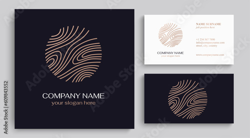 Tree line logo. Patterns of tree growth rings. Pattern wooden wavy lines. for business design, cosmetology, farming, ecology, spa, health