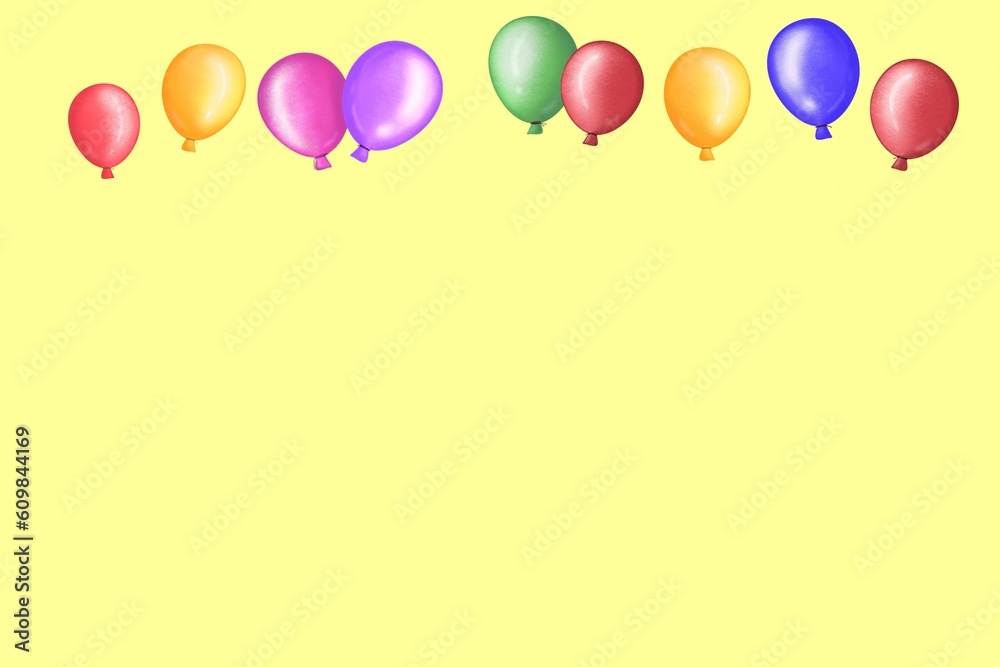 card with balloons yellow