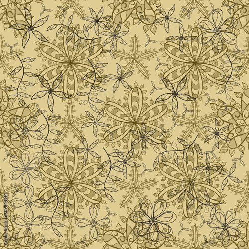 pattern with interesting doodles on colorfil background. Vector illustration.