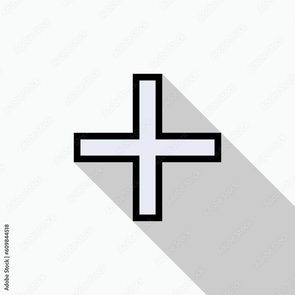 Obraz premium Add Icon Within Line Art Style and Shadow. Plus, Medical Centre or Clinic Symbol - Vector