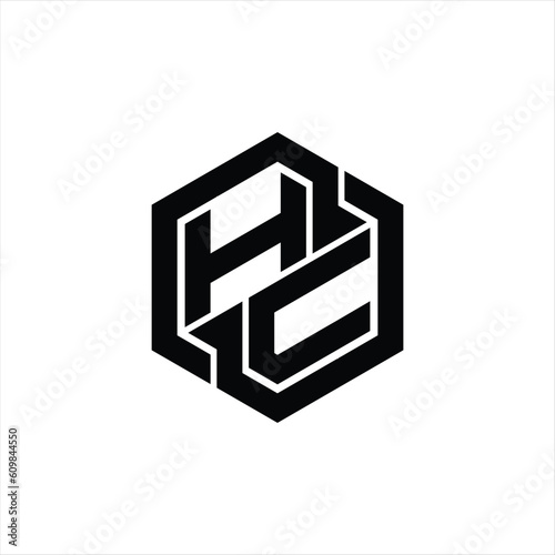 HC Logo monogram gaming hexagon geometric shape design template