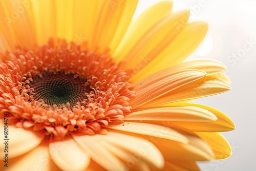 Portrait macro gerbera blooms flower with light exposure AI Generative