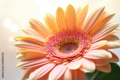 Portrait macro gerbera blooms flower with light exposure AI Generative