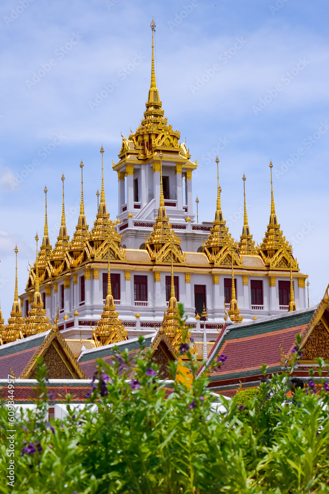 Fototapeta premium Loha Prasat, Wat Ratchanatdaram Worawihan Bangkok,Thailand. It&nbsp;is&nbsp;the first and only&nbsp;Loha Prasat in Thailand.