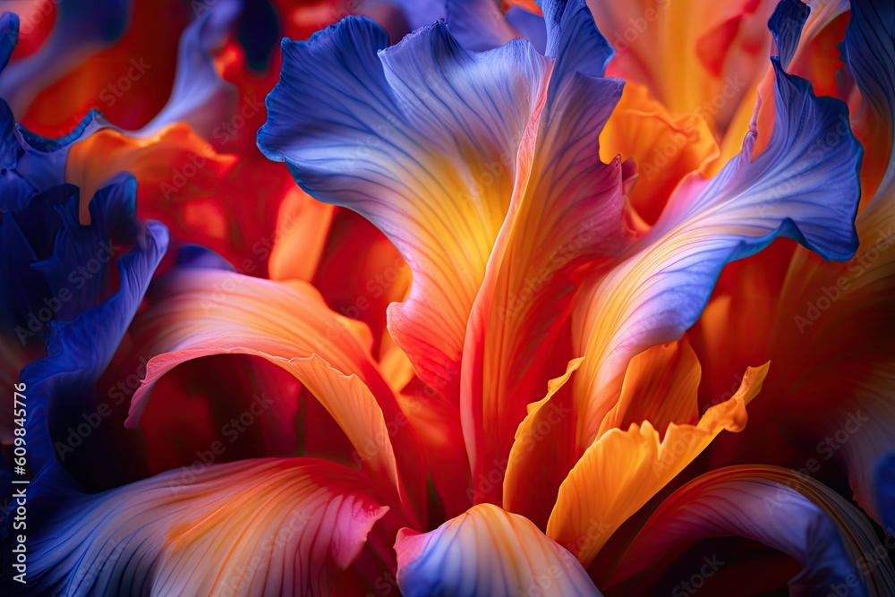 Portrait macro iris flower AI Generative