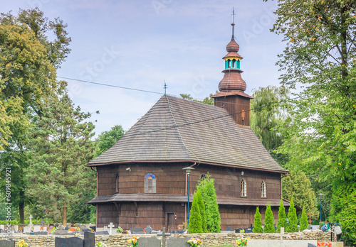 Wooden catholic church of St. Anna in Nierodzim, a district of Ustroń in the Silesian Beskids (Poland).