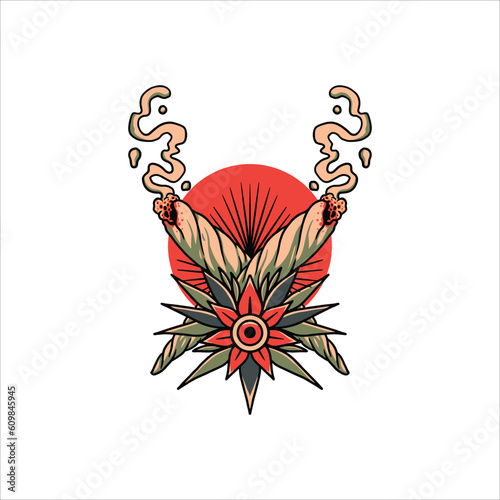 smoke weed tattoo vector design 