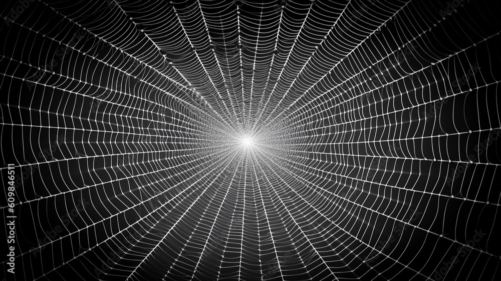 Naklejka premium Intricate Spider Web Background. Delicate Artistry, Nature's Pattern, Black and White.