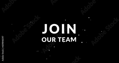 We are hiring to join our team. Animation text with ink streak and particle on the black background transparent alpha channel. Great for the open vacancy video in social media, and your vlog.
