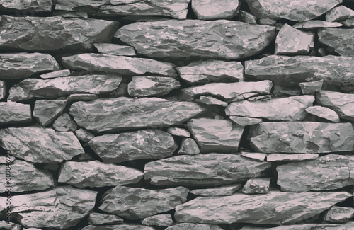 Beautiful rustic background old stone wall several shades of gray. Vector illustration