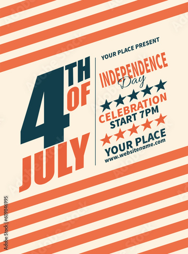 Independence day 4th of July party flyer poster social media post template design
