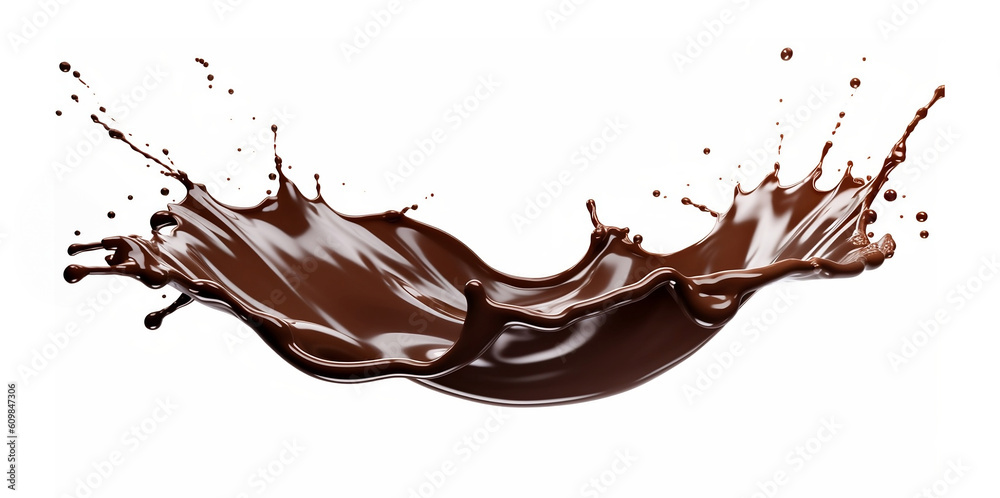 Chocolate, cocoa and coffee milk isolated flow splash Chocolate, cocoa and coffee milk isolated flow splash