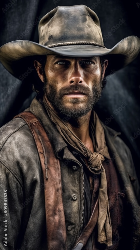 Cowboy banner portrait. Generate ai