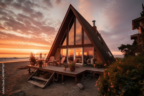 Cozy beach cabin. Generate Ai