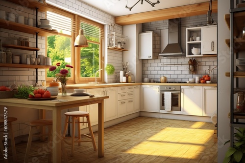 Cozy modern kitchen room. Generate Ai