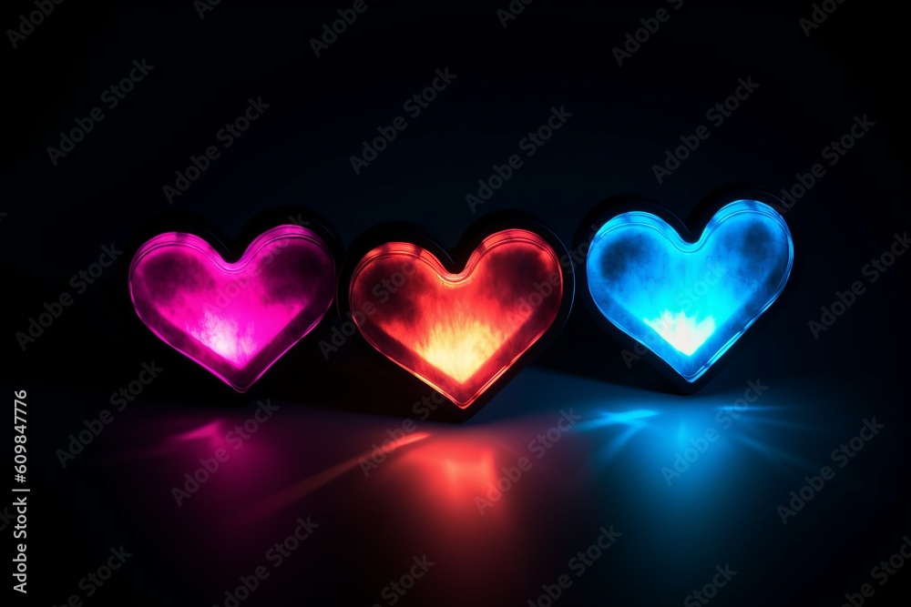 Crossed neon hearts. Generate Ai Crossed neon hearts. Generate Ai