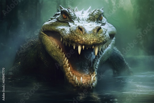 Wild crocodile scary. Generate ai © nsit0108