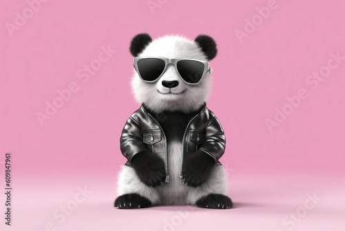 Baby panda cute sunglasses. Generate ai