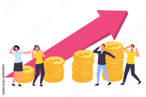Increase inflation concept. Vector illustration for infographics, banner, mobile app.