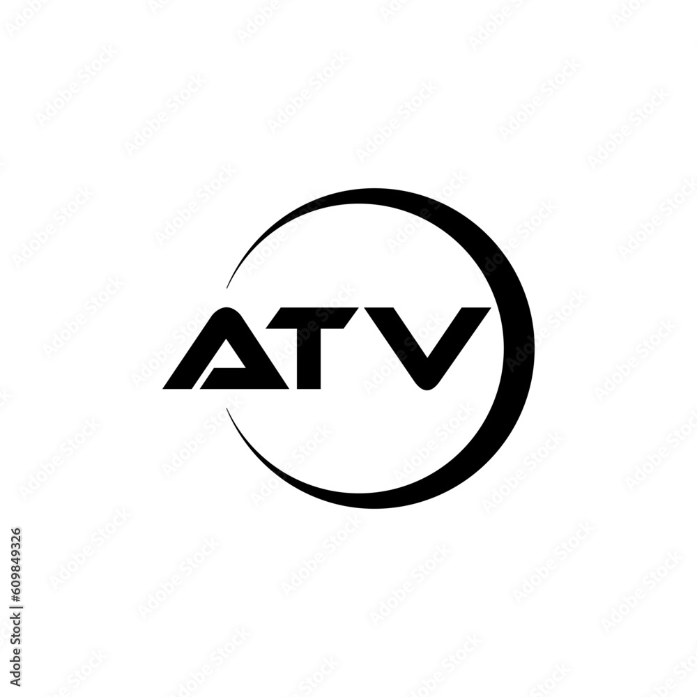 ATV letter logo design with white background in illustrator, cube logo ...