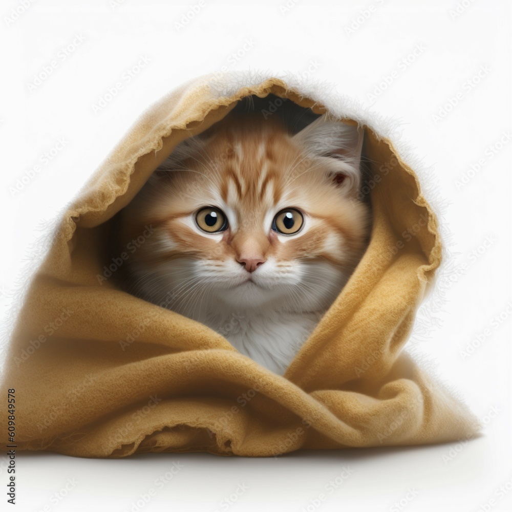 A cute cat in warm umbralla generative Ai A cute cat in warm umbralla generative Ai