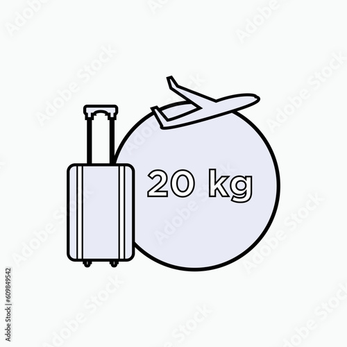 Baggage Capacity Icon. Limitation Suitcase Weight. Luggage Payload Symbol – Vector.   