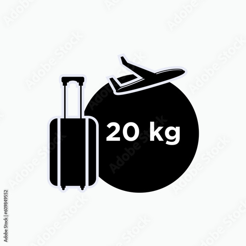 Baggage Capacity Icon. Limitation Suitcase Weight. Luggage Payload Symbol – Vector.   