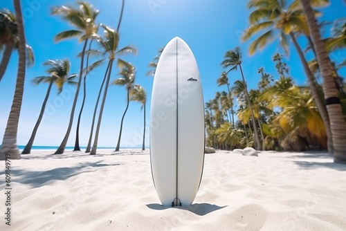 Portrait surf board on the beach with light exposure AI Generative © Tebha Workspace