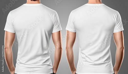 White blank t-shirt front and back views Generative Ai