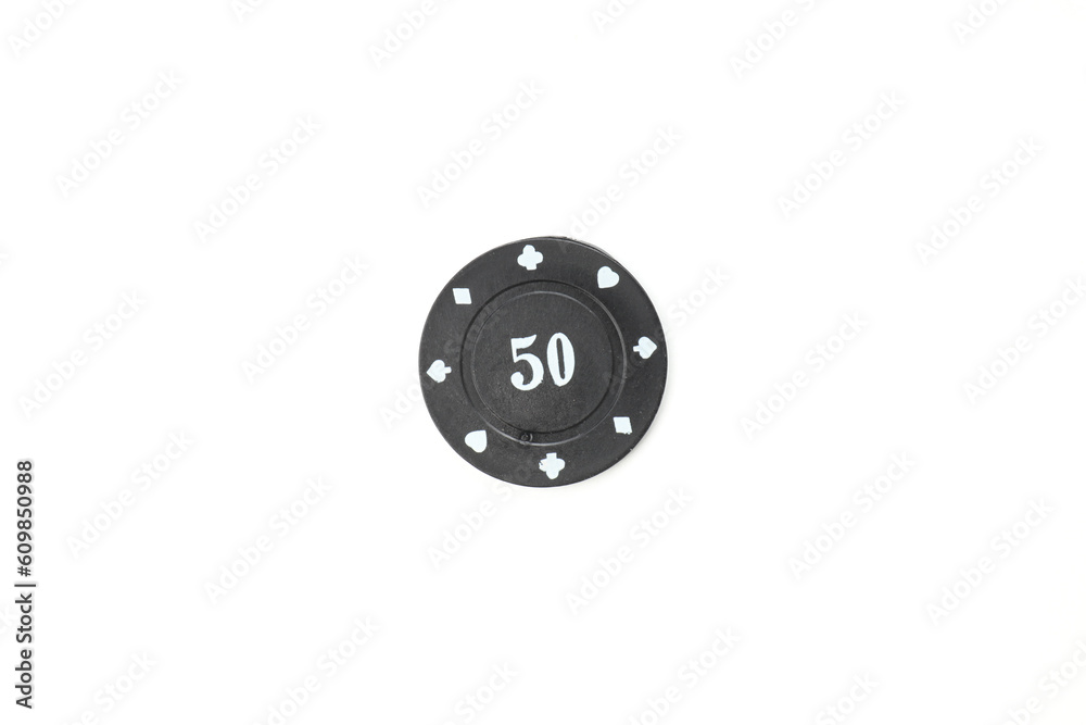 Poker chip isolated on white background, close up Poker chip isolated on white background, close up