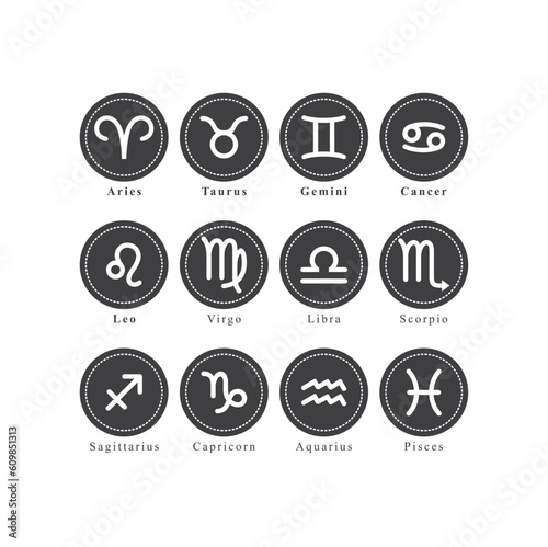 illustration of zodiac, zodiac symbol, vector art.