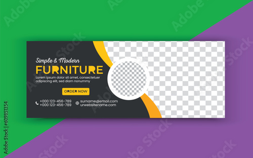 Modern furniture facebook cover page banner template.