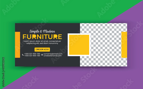 Modern furniture facebook cover page banner template.