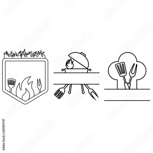Grill master icon vector set. BBQ illustration sign collection. Grill menu symbol or logo.
