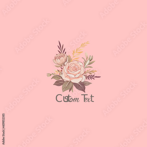 Elegant and feminine logo for a florist, pastel color, minimal