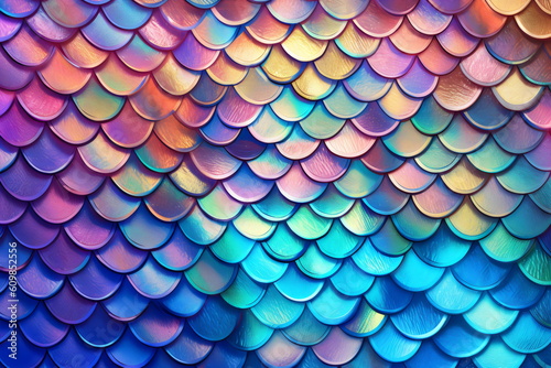 mermaid scales shiny colorful texture background made with generative ai