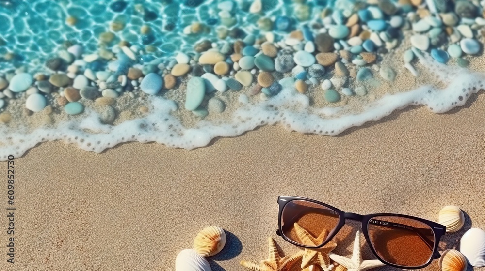 Portrait sunglasses on the beach AI Generative Portrait sunglasses on the beach AI Generative