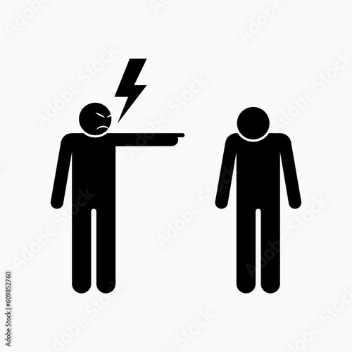 Bully Icon. Grumpy or Angry, Bad Character Symbol - Vector.    