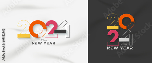 New year colorful design with unique cut out numbers. Premium vector design for greeting, Invitation, banner poster and others. photo