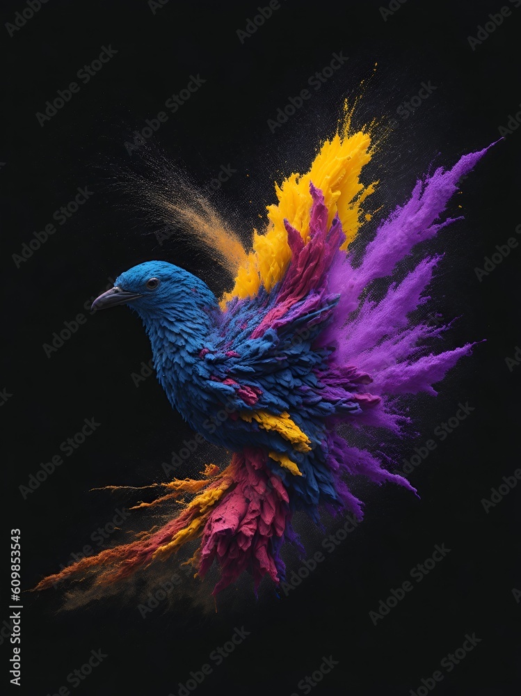 Obraz premium A centered explosion of colorful powder