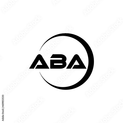 ABA letter logo design with white background in illustrator, cube logo, vector logo, modern alphabet font overlap style. calligraphy designs for logo, Poster, Invitation, etc.
