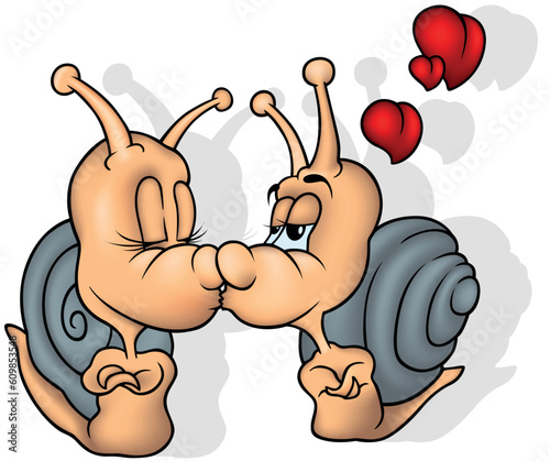 Two Amorous Snails with Hearts