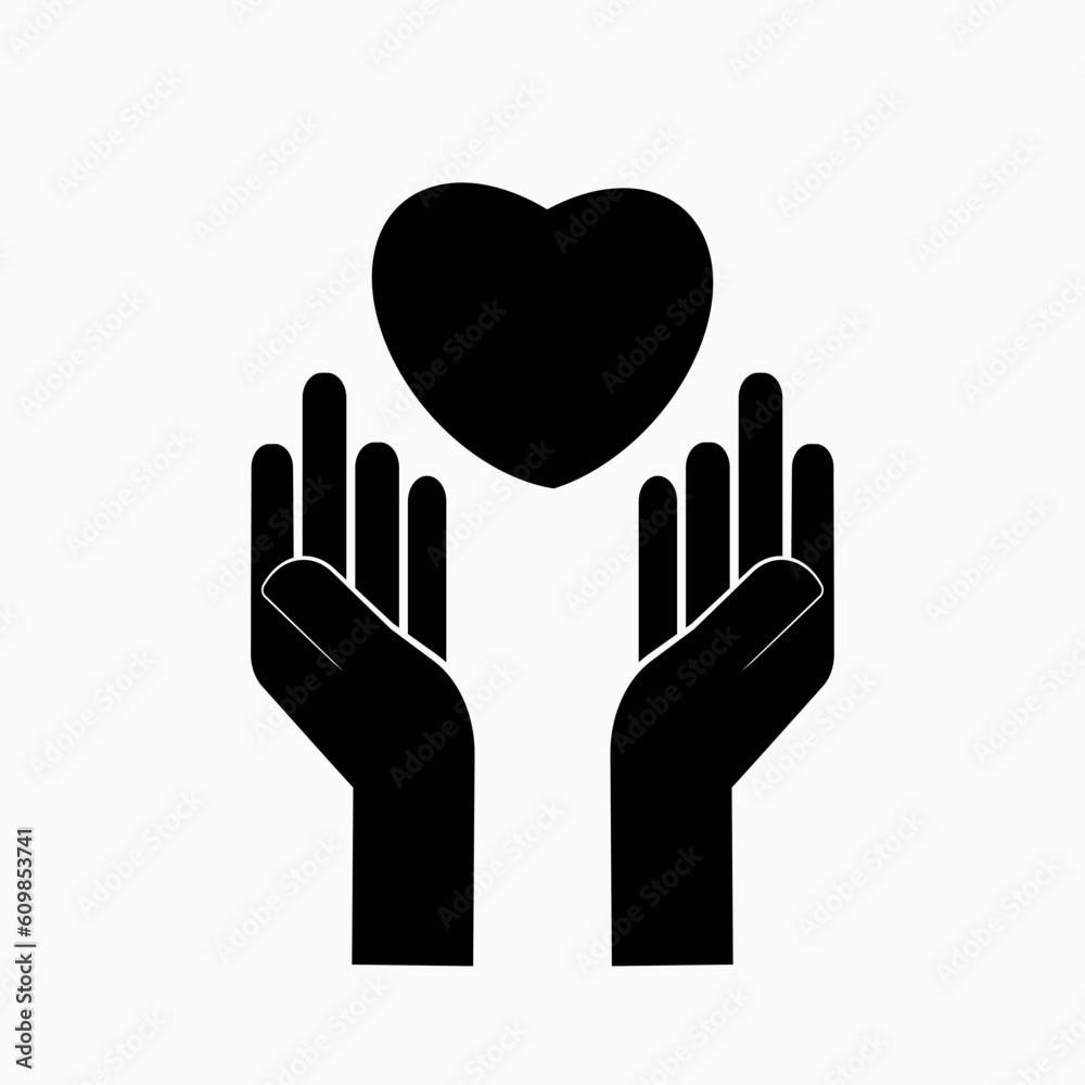 Care Icon. Give, Support. Donation, Charity Symbol - Vector. Care Icon. Give, Support. Donation, Charity Symbol - Vector.