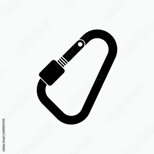Carabiner Icon. Coupling Link with a Safety Closure. Rock Climbers Equipment Symbol - Vector