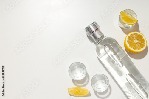 Concept of strong alcoholic drink - vodka drink
