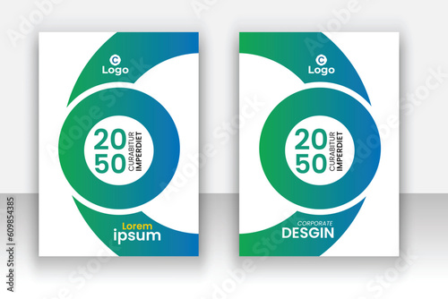 Corporate modern annual report book cover template set.